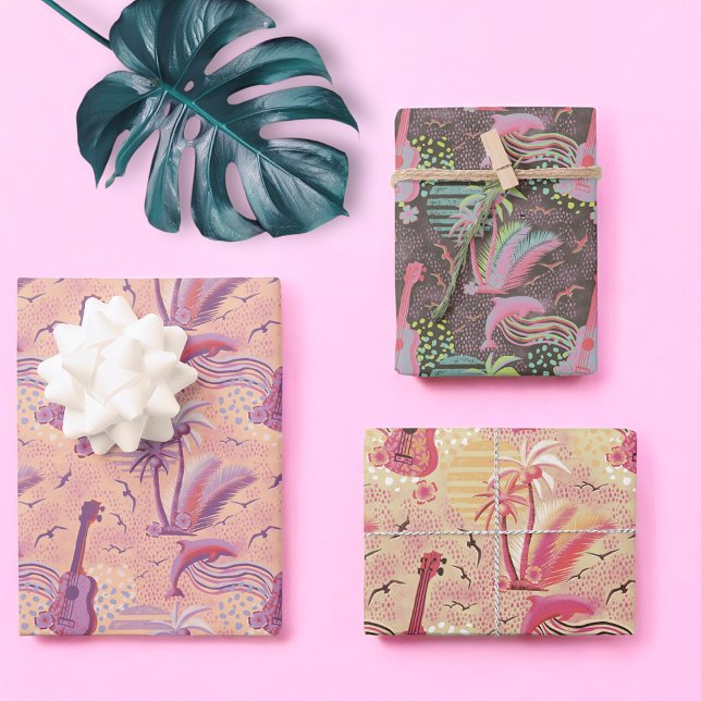 Tropical Paradise pink  Wrapping Paper Sheet (Creator Uploaded)