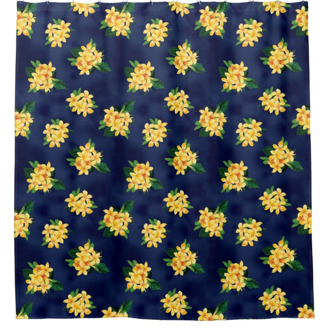 Tropical Paradise Plumeria Hawaiian Aloha Shirt Shower Curtain (Front)