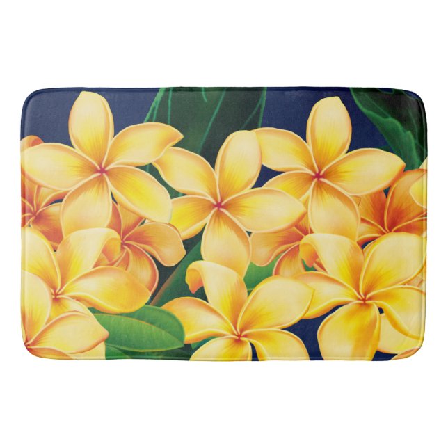Tropical Paradise Plumeria Hawaiian Bath Mat (Front)