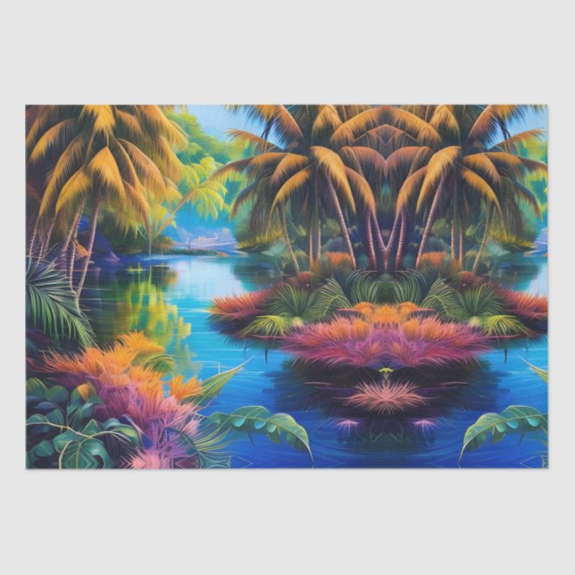 Tropical Paradise Reflection Tissue Paper (Front)