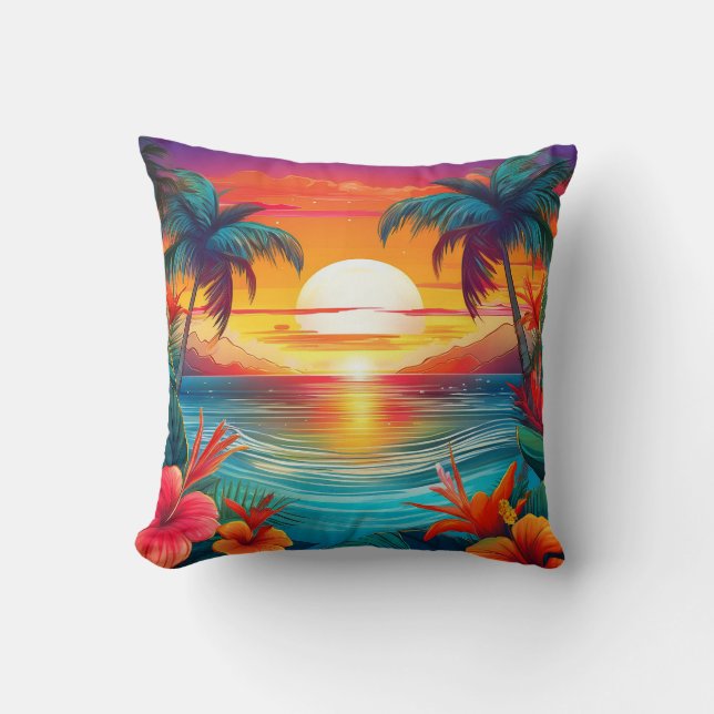 Tropical Paradise Sunset Cushion (Front)