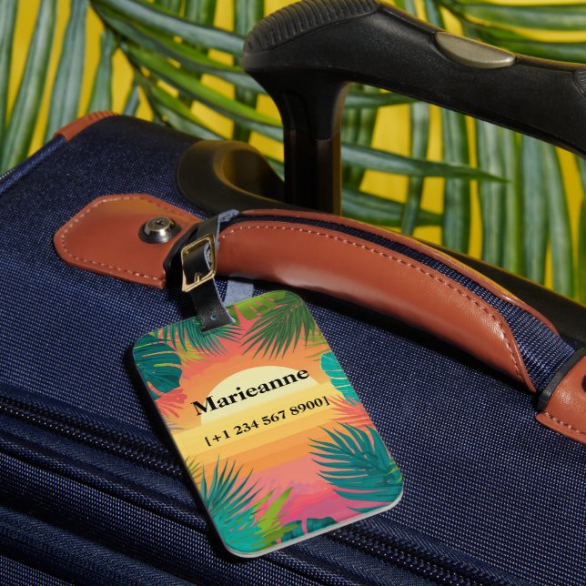 Tropical Paradise Sunset Gradient Luggage Tag (Front Insitu 1)