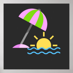 Tropical Paradise Sunset Icon Poster