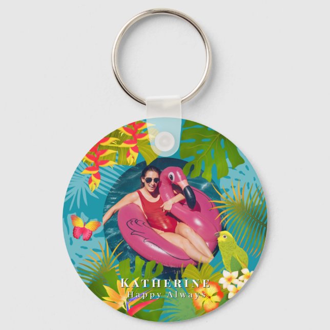 Tropical Paradise Teal Keychain (Front)
