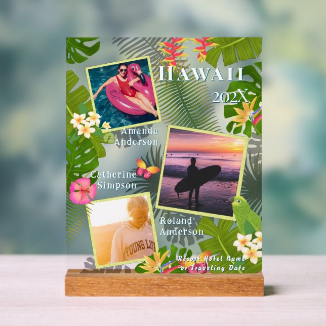 Tropical Paradise Travel Memory Photo Sea Acrylic Sign (Neutral)