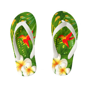 Tropical Paradise with a Hummingbird Kid's Jandals
