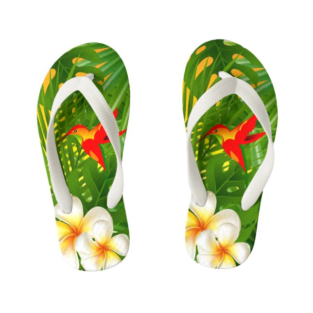 Tropical Paradise with a Hummingbird Kid's Jandals (Footbed)