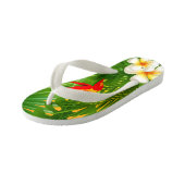 Tropical Paradise with a Hummingbird Kid's Jandals (Angled)