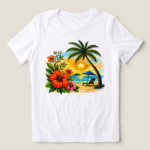 Tropical Paradise Women’s Sunset Beach T‑Shirt