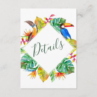 Tropical Paradise Wreath Details Wedding Enclosure Card