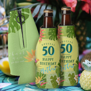 Tropical Paradise Yearly Birthday Green Bottle Cooler