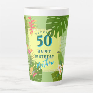 Tropical Paradise Yearly Birthday Green Latte Mug