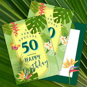Tropical Paradise Yearly Green Birthday Card