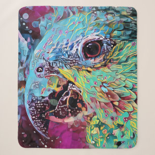 Tropical Parrot Abstract Design Sherpa Blanket