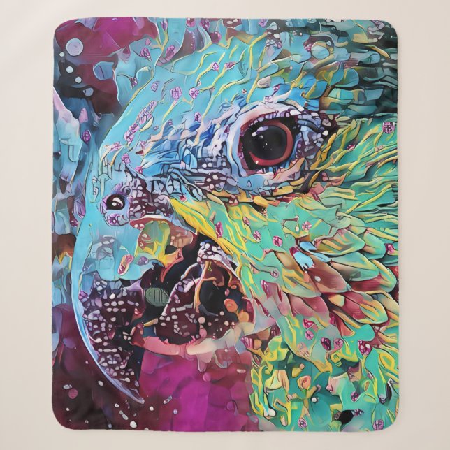 Tropical Parrot Abstract Design Sherpa Blanket (Front)