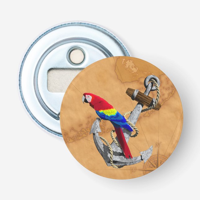 Tropical Parrot And Anchor Bottle Opener (Front)