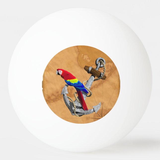 Tropical Parrot And Anchor Ping Pong Ball (Front)