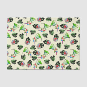 Tropical Parrot and Leaves Watercolor Pattern  Tissue Paper