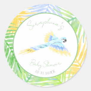 Tropical Parrot Bird Baby Shower Classic Round Sticker