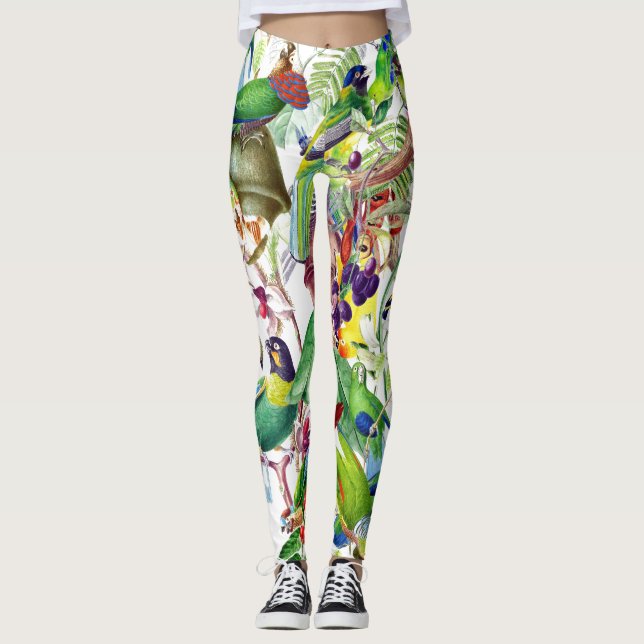 Tropical Parrot Birds All Over Print Leggings (Front)