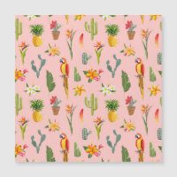 Tropical Parrot, Cactus Vintage Pattern.