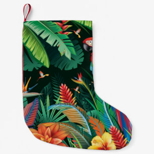 Tropical Parrot: Exotic Floral Background. Small Christmas Stocking