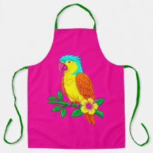 Tropical Parrot Floral All-Over Print Apron