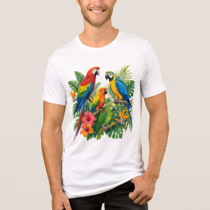 Tropical Parrot Jungle Paradise Colourful T-Shirt Tri-Blend Shirt