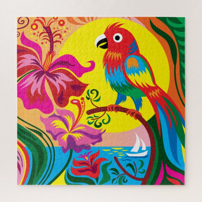 Tropical Parrot Paradise Jigsaw Puzzle (Vertical)