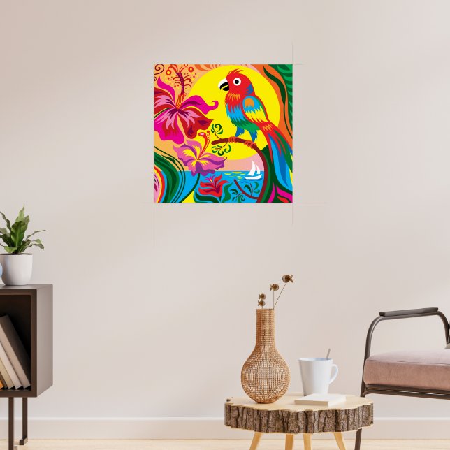 Tropical Parrot Paradise Poster (Living Room 3)