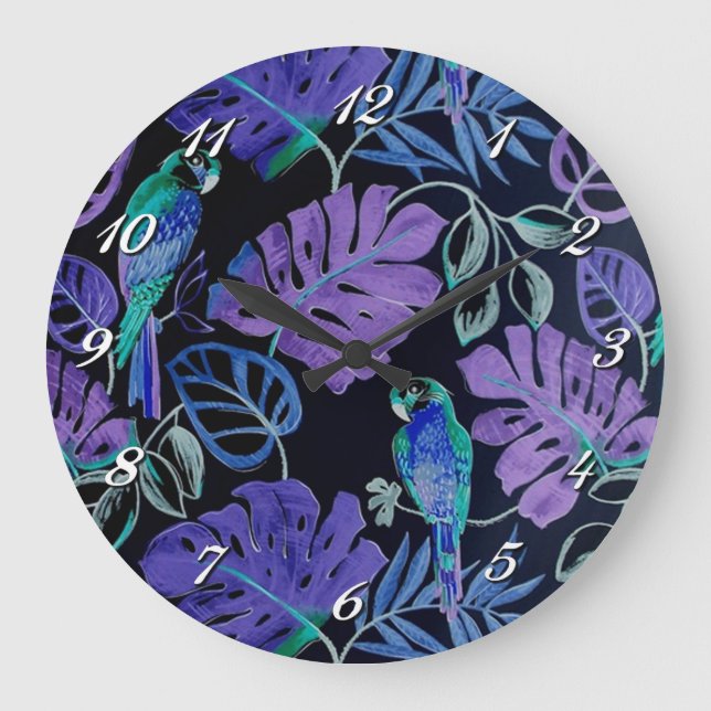 Tropical Parrot Paradise Wall Clock (Front)