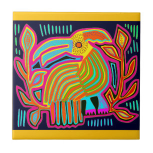 Tropical Parrot - Red Orange Yellow Blue Tile