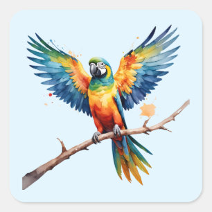 Tropical Parrot Square Sticker