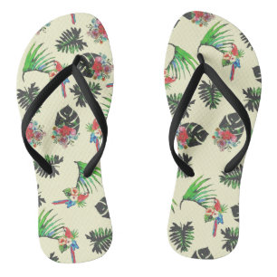 Tropical Parrots and Floral Pattern Jandals