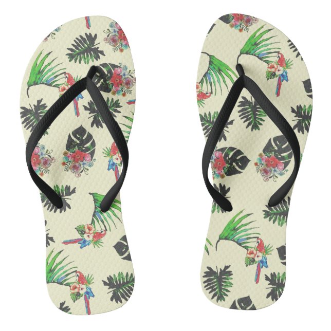 Tropical Parrots and Floral Pattern Jandals (Footbed)