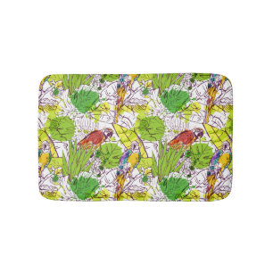 Tropical Parrots Bath Mat