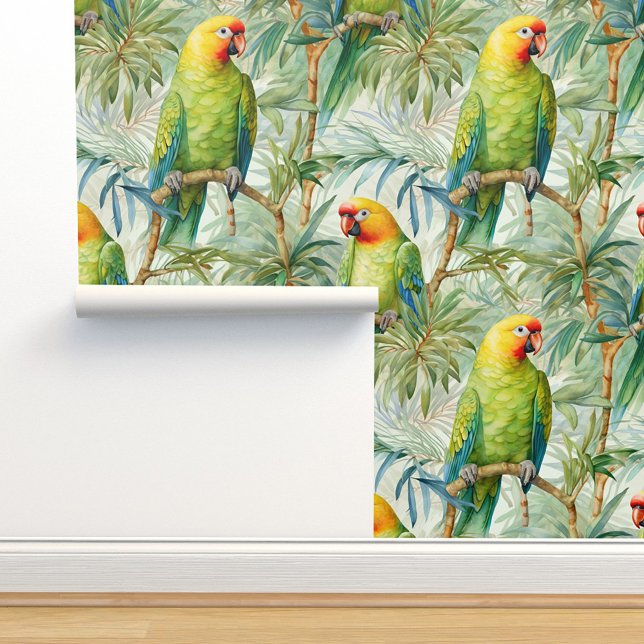 Tropical Parrots Birds Jungle Palm Leaves Wallpaper (Creator Uploaded)
