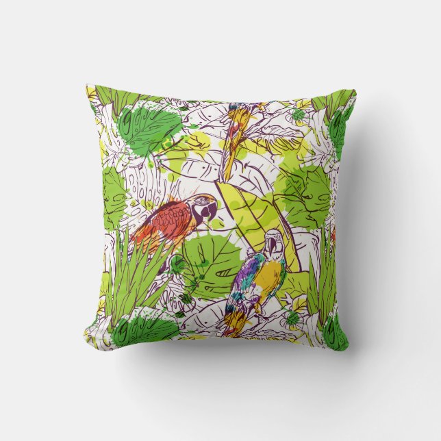 Tropical Parrots Cushion (Front)