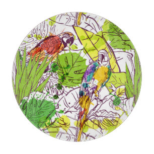 Tropical Parrots Cutting Board