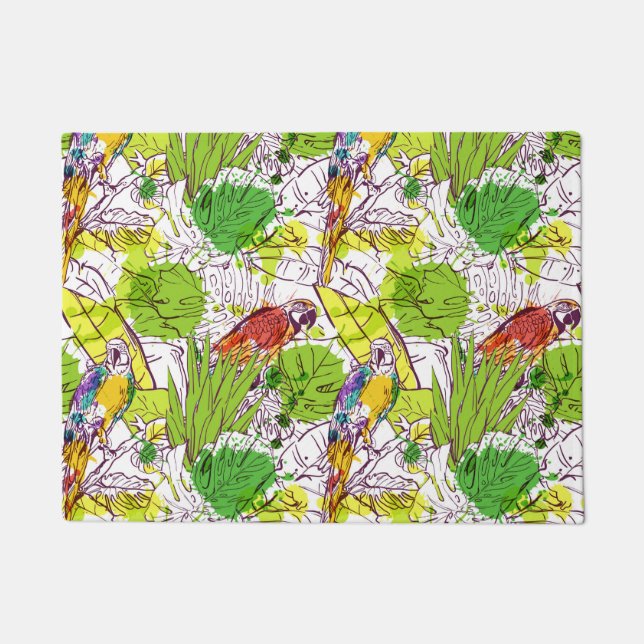 Tropical Parrots Doormat (Front)