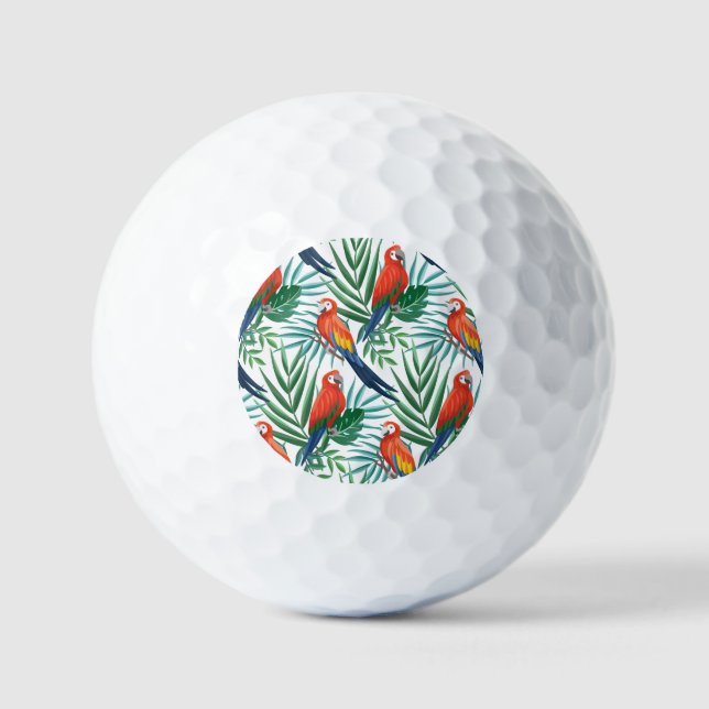 Tropical Parrots: Lush Palm Seamless Golf Balls (Front)