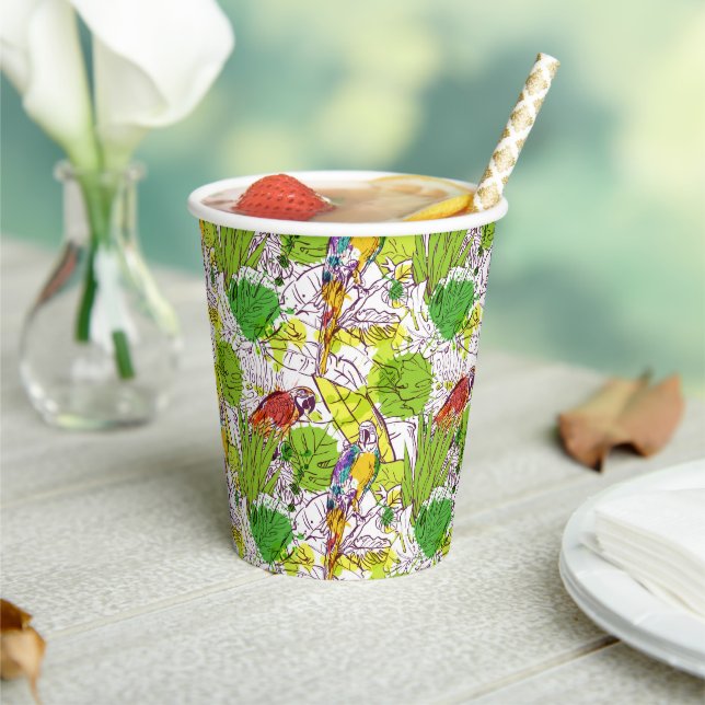 Tropical Parrots Paper Cups (Insitu)