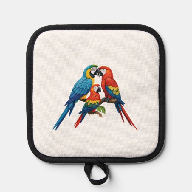 Tropical Parrots Pot Holder (Front)