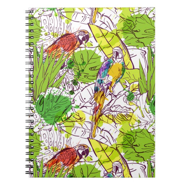 Tropical Parrots Spiral Notebook (Front)