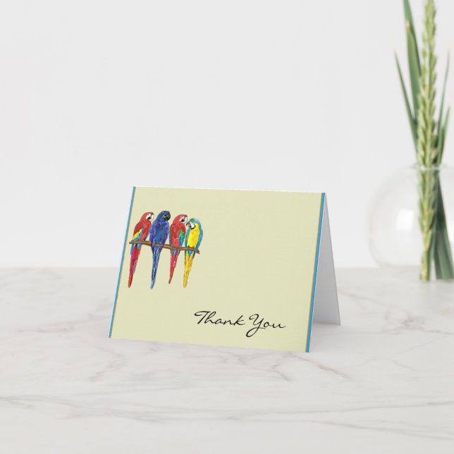 Tropical Parrots Thank You Card (Front)
