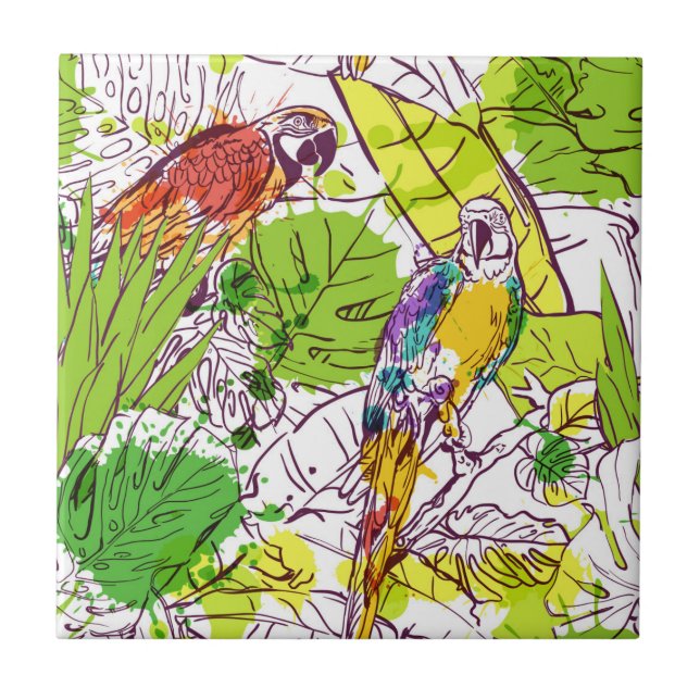 Tropical Parrots Tile (Front)