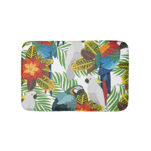 Tropical parrots, vintage seamless pattern. bath mat
