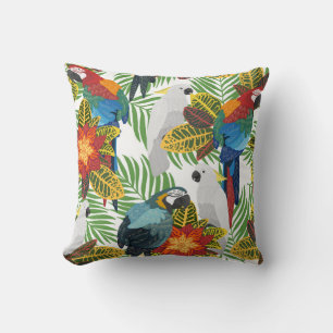 Tropical parrots, vintage seamless pattern. cushion