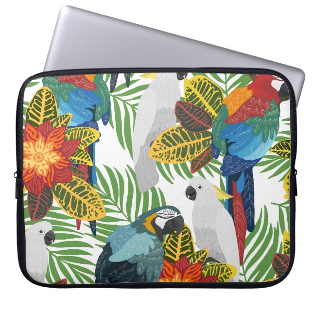 Tropical parrots, vintage seamless pattern. laptop sleeve (Front)