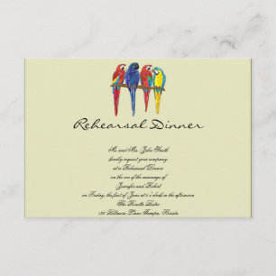 Tropical Parrots Wedding Rehearsal Invitation
